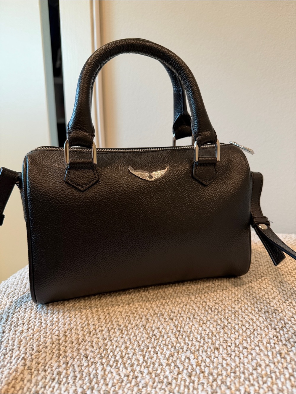 Zadig & Voltaire Black Pebbled Leather Sunny Satchel NWOT